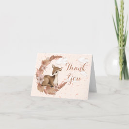 Traumhafte kleine Bambi- und rosa Blume Mond Wolke Dankeskarte