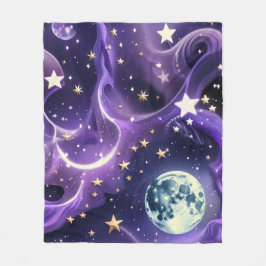 Traumhafte Lavendel-Himmelmond-Decke – Luxus Fleecedecke