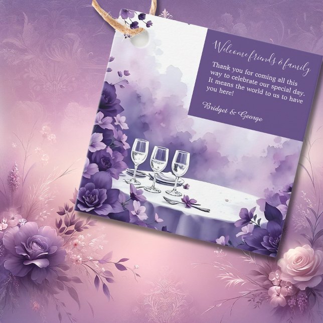 Traumhafte Lila Blumenhochzeit mit Eiffelturm Geschenkanhänger (Von Creator hochgeladen)