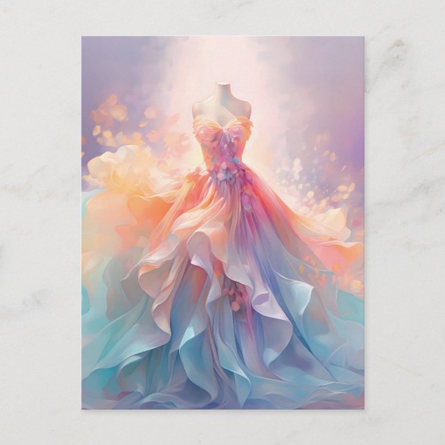 Traumhafte Pastell-Couture-Kleid Kunst Postkarte (Vorderseite)