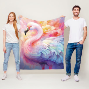 Traumhafte Pastell-Flamingo-Fantasie-Kunst Fleecedecke