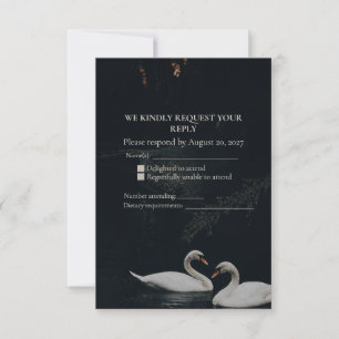 Traumhafte romantische Schwan-Hochzeits-RSVP-Karte RSVP Karte