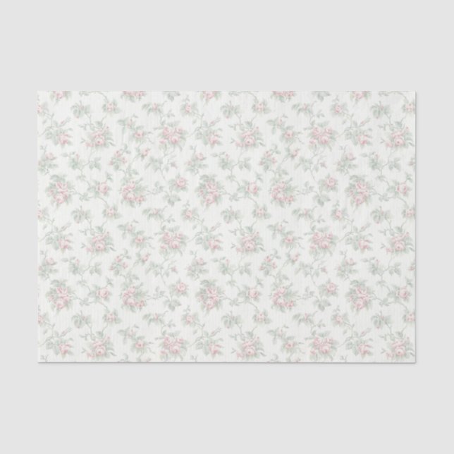 Traumhafte Rose Blumenmuster Dekoupage Grün Romant Seidenpapier (Vorderseite)