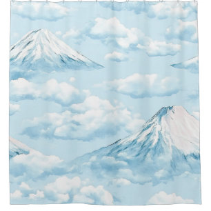 Traumhafte Schneeberge - Sanftes Blauweiß Duschvorhang
