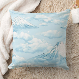 Traumhafte Schneeberge - Sanftes Blauweiß Kissen