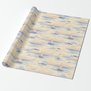 Traumhafte Segelboote Ozean Aquarellmuster (2) Geschenkpapier