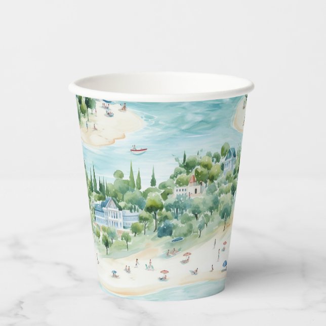 Traumhafte Sommerferien am Meer - Papiertasse Pappbecher (Vorderseite)