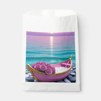 Traumhafte Sonnenuntergangs-Ozean- & rosa Rosenboo Geschenktütchen