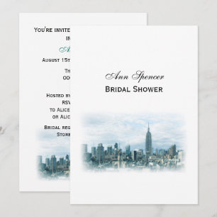 Traumhafte Teal NYC-Skyline Brautparty V Einladung