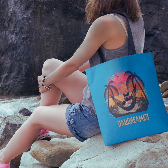 Traumhafte Tropenlandschaft der Coolen Katze Tasche (Daydreaming Cool Cat's Tropical Escape Tote Bag)