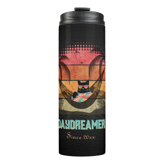 Traumhafte Tropenlandschaft der Coolen Katze Thermosbecher (Vorderseite)