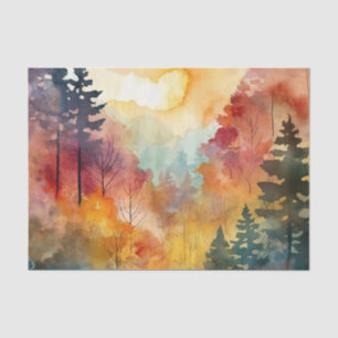 Traumhafte Wasserfarbenbäume in warmer Herbstpalet Seidenpapier
