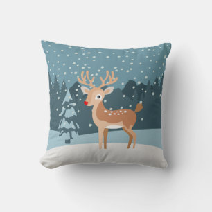 Traumhafte Winterlandschaft mit niedlichem Hirsch Kissen