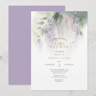 Traumhafte Wisteria-Aquarell-Baby-Party für Paare Einladung