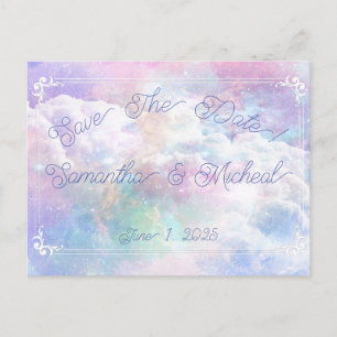 Traumhafte Wolken und Sterne Hochzeit Save The Dat Postkarte