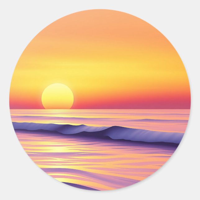 Traumhafter Abstrakter Sonnenuntergang über einer  Runder Aufkleber (Vorderseite)