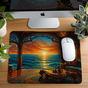 Traumhafter Ozean-Sonnenuntergang-Eskapismus Mousepad