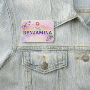 Traumhafter Regenbogen Glitzer Rosa Blumen Violett Namensschild