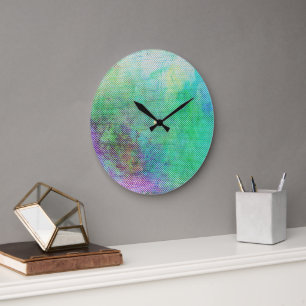Traumhafter Regenbogen-Gradient abstrakter Design Große Wanduhr