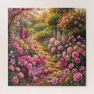 Traumhafter rosa Blumengarten-Pfad-Malerei