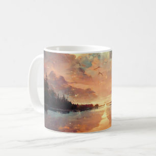 Traumhafter See und Sonnenuntergang   Landschaftsm Kaffeetasse
