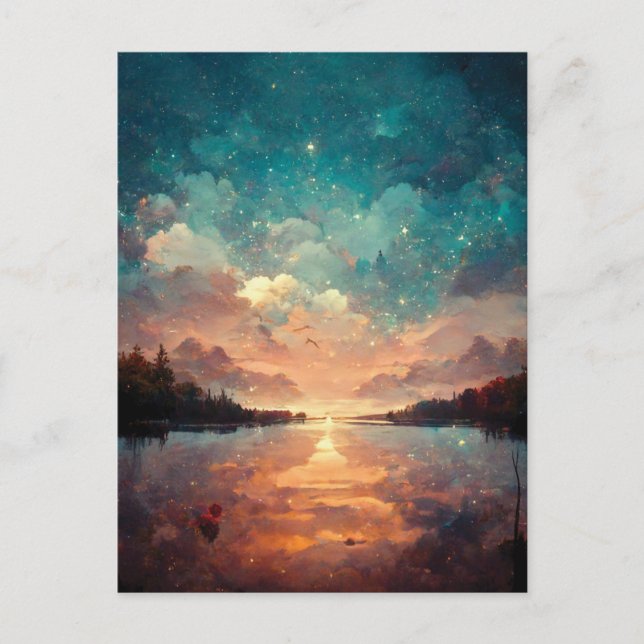 Traumhafter See und Sonnenuntergang | Landschaftsm Postkarte (Vorderseite)