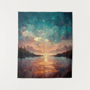 Traumhafter See und Sonnenuntergang   Landschaftsm Wandteppich