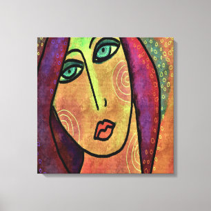 Traumhaftes Abstraktes Digitalportrait einer Frau Leinwanddruck