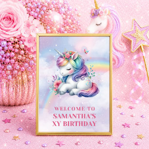 Traumhaftes Einhorn Rosa Lila Mädchen Geburtstags- Poster