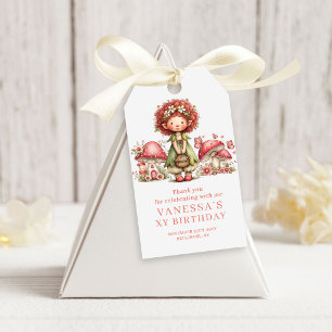 Traumhaftes Feen-Rot Florales Geburtstags-Geschenk Geschenkanhänger