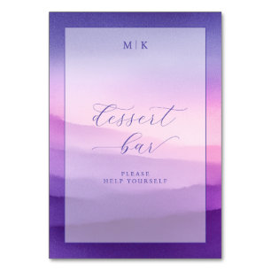 Traumhaftes lila Gradient Dessertbar-Schild Tischnummer
