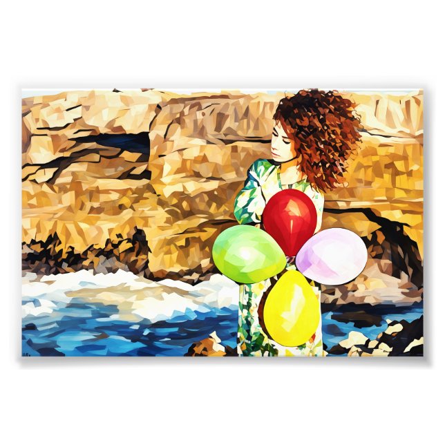 Traumhaftes Meerportrait mit Balloons und Waves Fotodruck (Vorne)