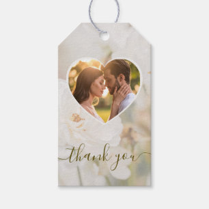 Traumhaftes Weißes Rosenherz Foto Hochzeit Danke Geschenkanhänger