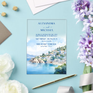 Traumhochzeit auf Santorin Acryleinladungen