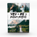 Traumhochzeit Bild Perfekt  Fotoblock<br><div class="desc">Whimsical-and-playful-Hochzeitsandenken mit 3 Fotos der Frischvermählten und einer typografischen Textzeile "du   ich = Bild perfekt". Weiß.</div>