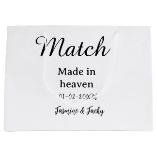 Traumhochzeit Name Datum einfache Kalligrafie Große Geschenktüte
