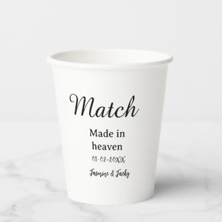 Traumhochzeit Name Datum einfache Kalligrafie Pappbecher