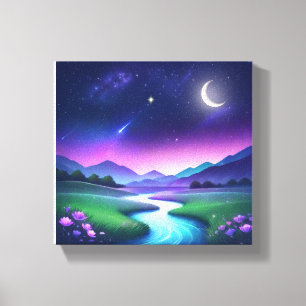 Träumige Sternenlicht-Flusslandschaft Serenität Leinwanddruck