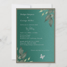 Traumiger smaragdgrüner Glitzer Blattwerk Hochzeit Einladung