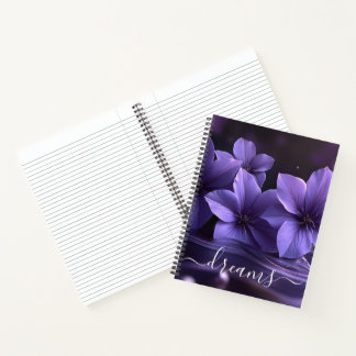 Traumjournal Lila Blumen Benutzerdefiniert Notizbuch