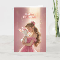Traumkarte zum Geburtstag mit hübschem Mädchen und