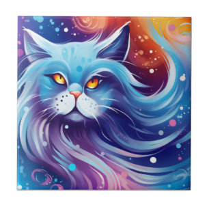 Traumkatze Abstrakte Welt der Farben Fliese