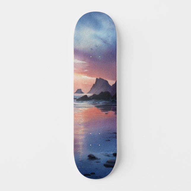 Traumlandschaft Küsten-Sonnenuntergangs-Deck Skateboard (Vorderseite)
