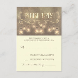 Traumleuchte Glühbirnen skurrile Hochzeitskarte RS RSVP Karte