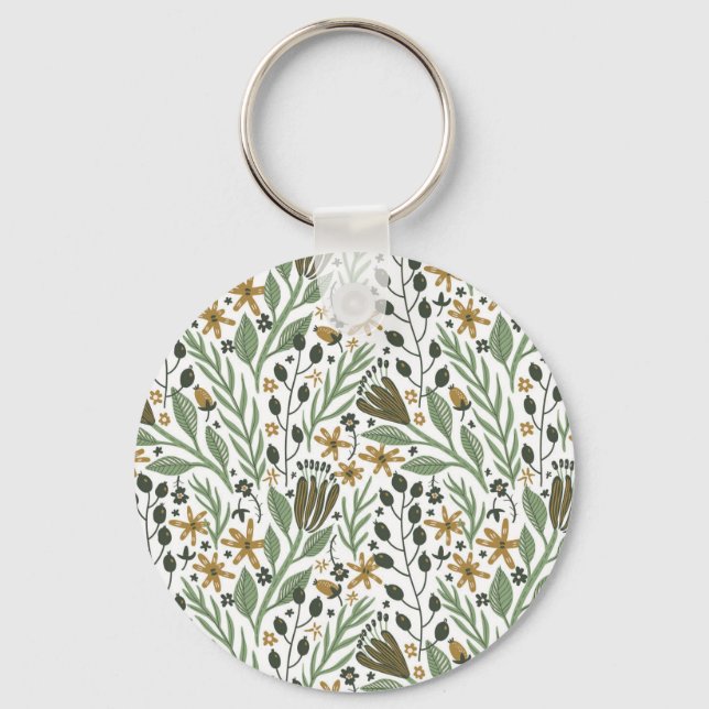 träumliches Blumenmuster Schlüsselanhänger (Vorderseite)