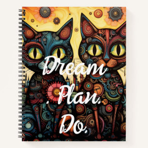 Traumplan. Empfohlen. Verzierte Steampunkkatzen Notizbuch