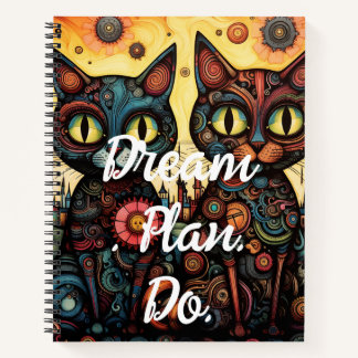 Traumplan. Empfohlen. Verzierte Steampunkkatzen Notizbuch