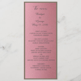 Traumrosa Glitzer Hochzeitsmenü & Programm