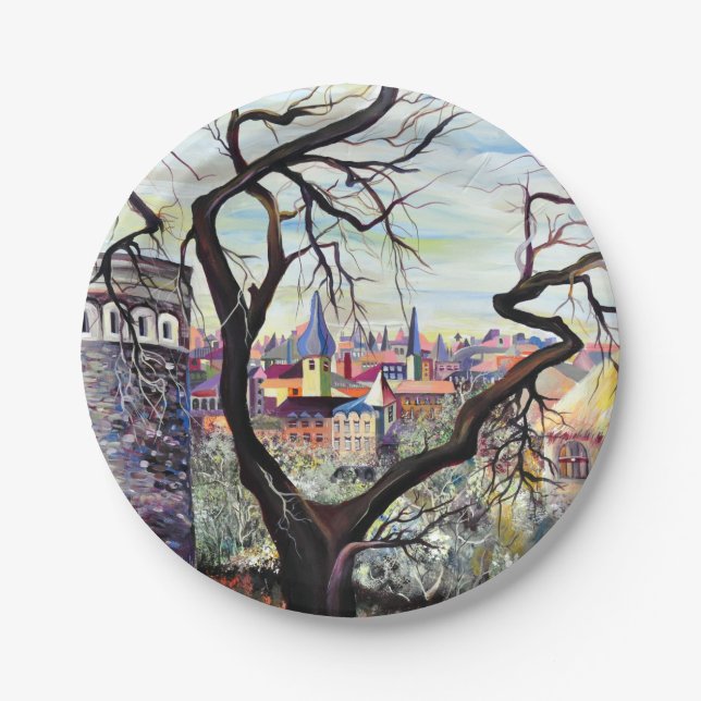Traumscape Luxemburg böhmische Stadt Pappteller (Vorderseite)
