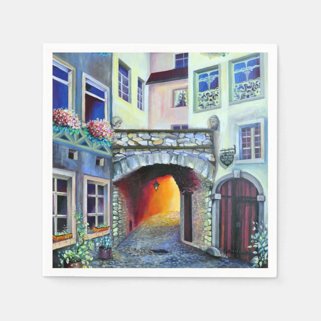Traumscape Luxemburg böhmische Stadt Serviette (Vorderseite)